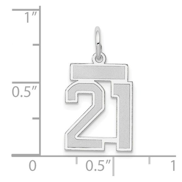 14k White Gold, Jersey Collection, Small Number 21 Pendant - Picture 4 of 5